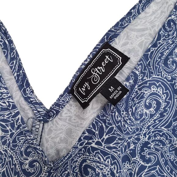 Ivy Street Tulip Sheath Dress Womens Large Blue Paisley - Picture 3 of 9